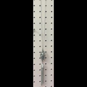 Long silver necklace